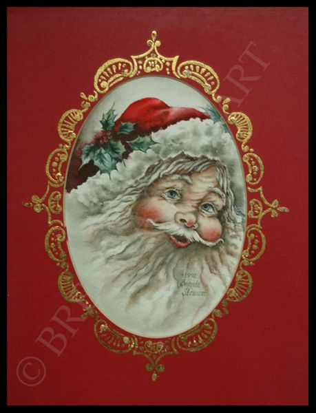 Santa with Gold Borders Watercolor Tutorial